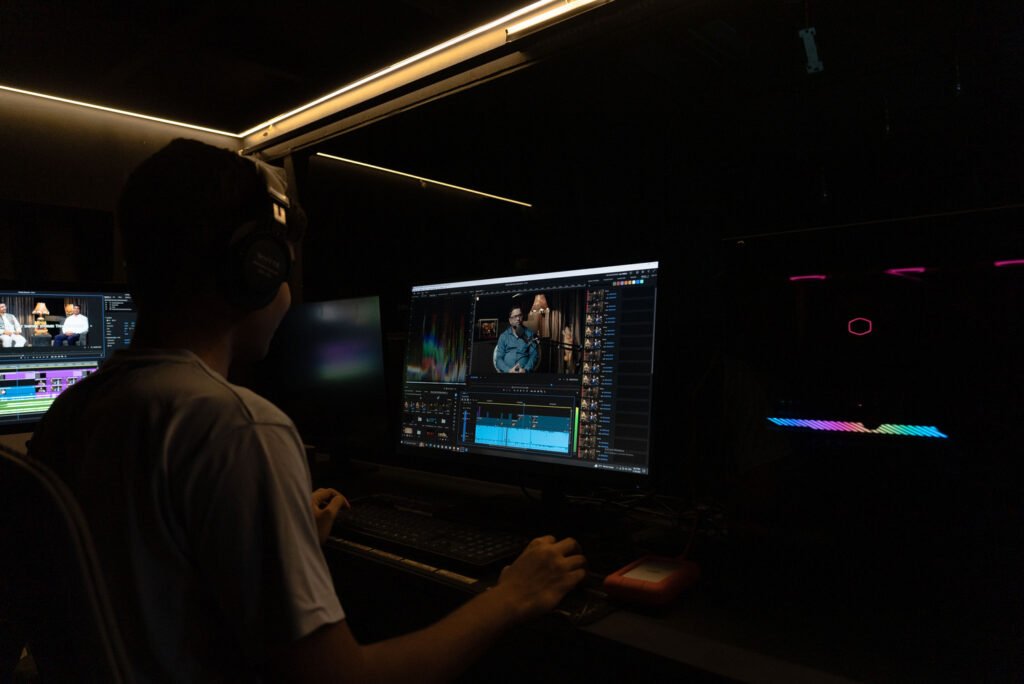 Video editing and post production work in progress at Cinera Films Studio Pune