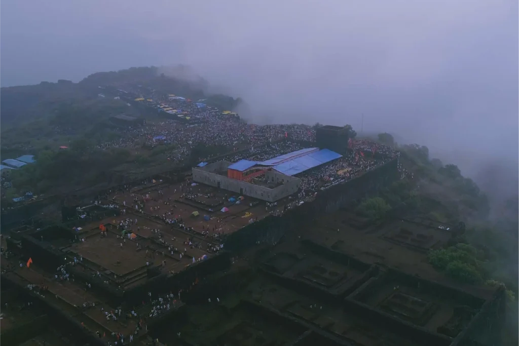 Aerial drone cinematography capturing city landscape in Pune by Cinera Films Studio