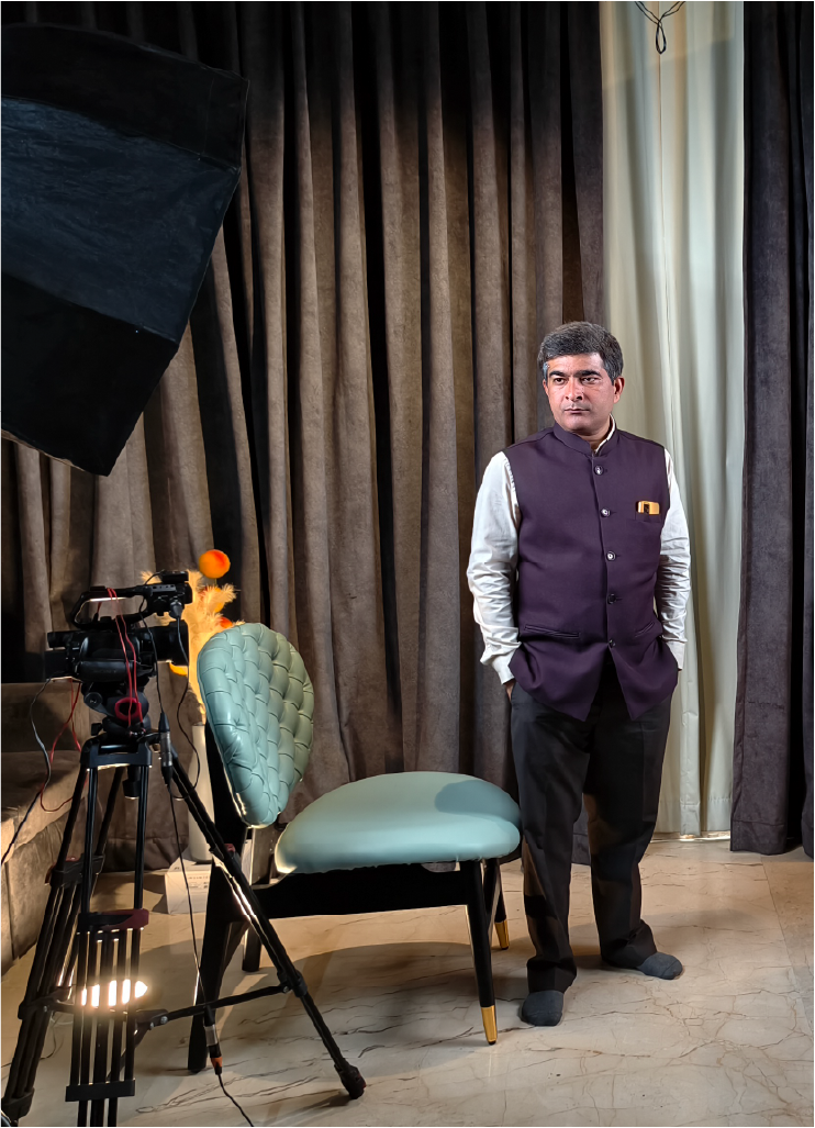 Indoor video production setup used for filming and post-production projects